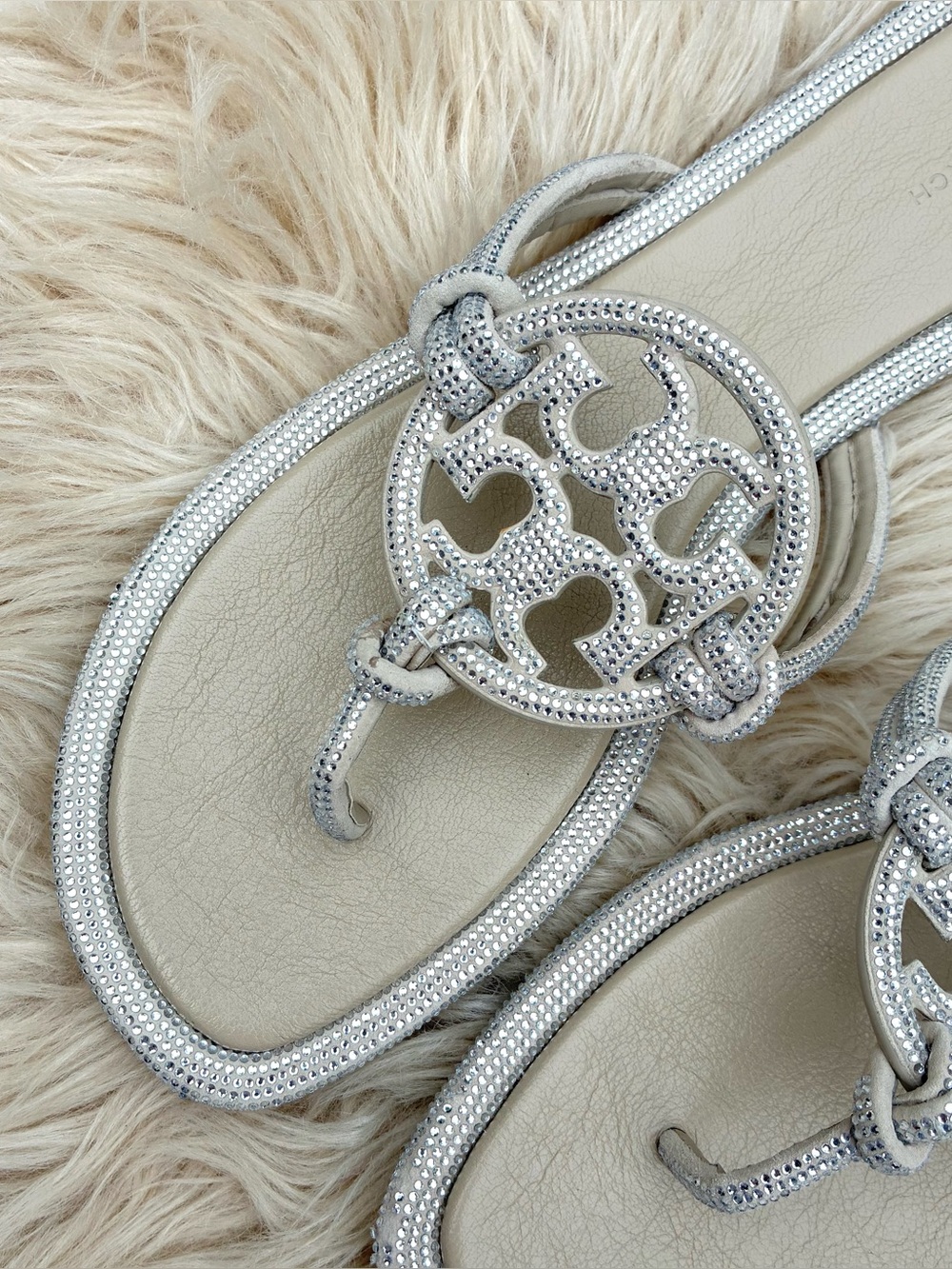 Tory Burch NWOT Miller Knotted Pave Sandals Women’s Sz 12 - Picture 6 of 9